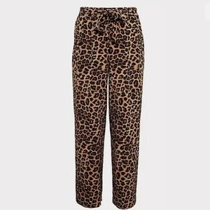 TORRID LEOPARD CREPE SELF TIE WIDE LEG PANT M/L